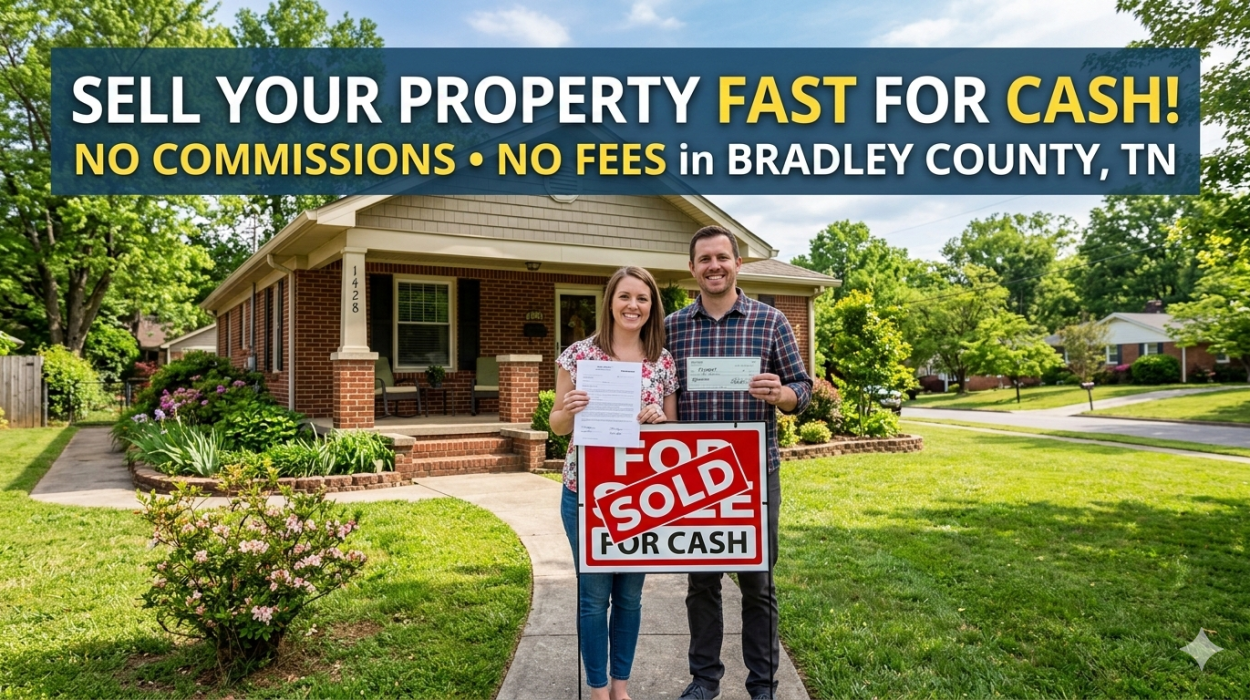 Happy homeowner closing sale of house in Bradley County TN without fees