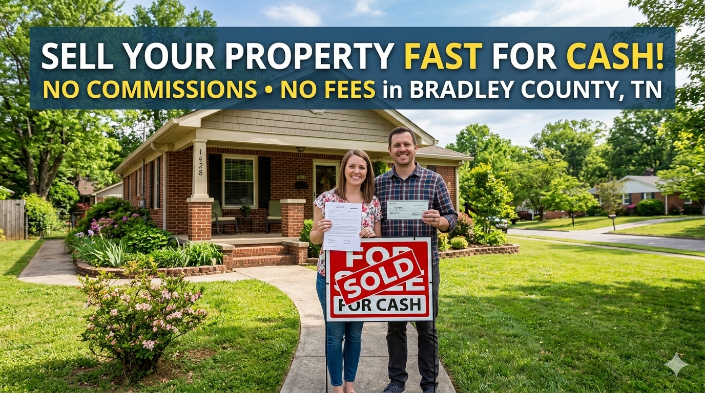 Happy homeowner closing sale of house in Bradley County TN without fees