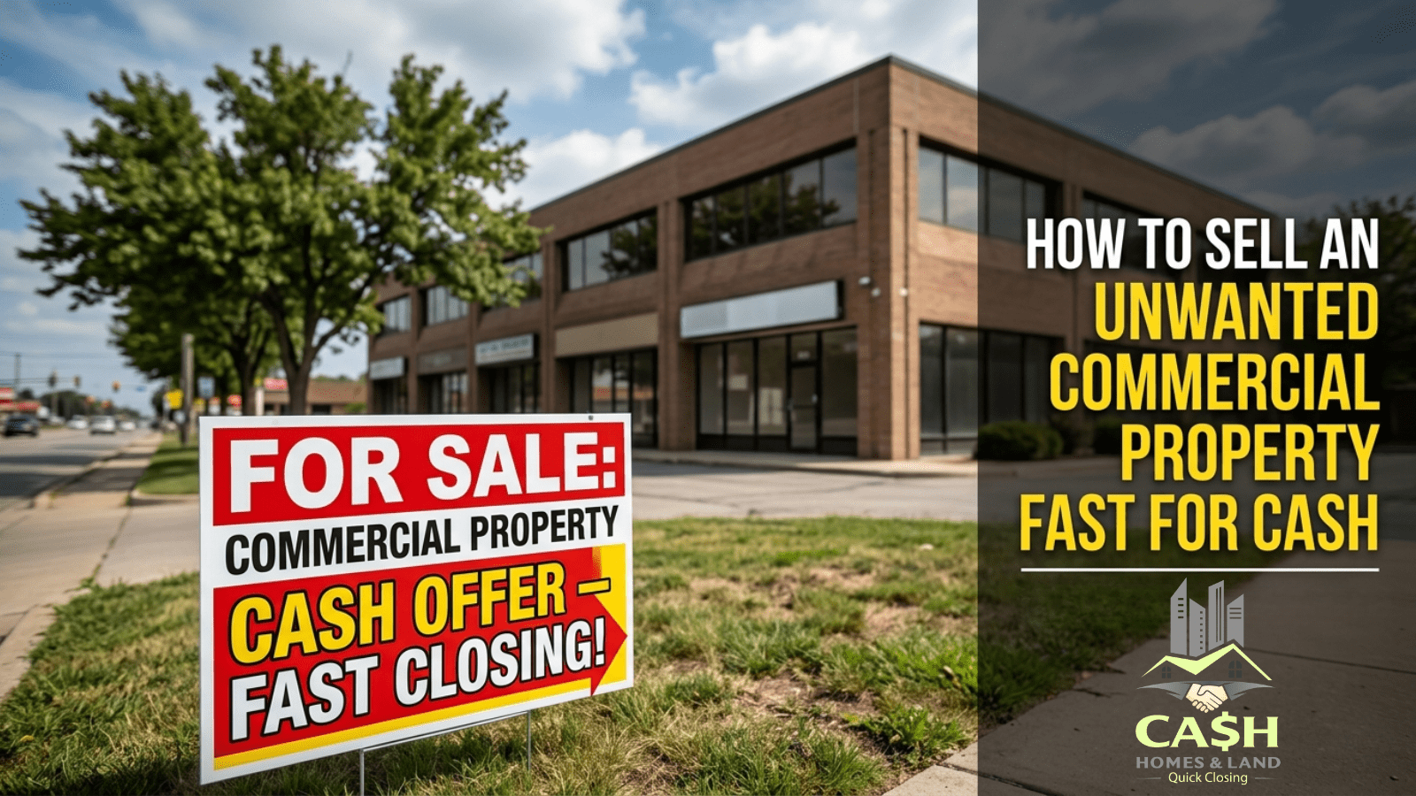 Distressed commercial property owner selling a vacant commercial building fast for cash