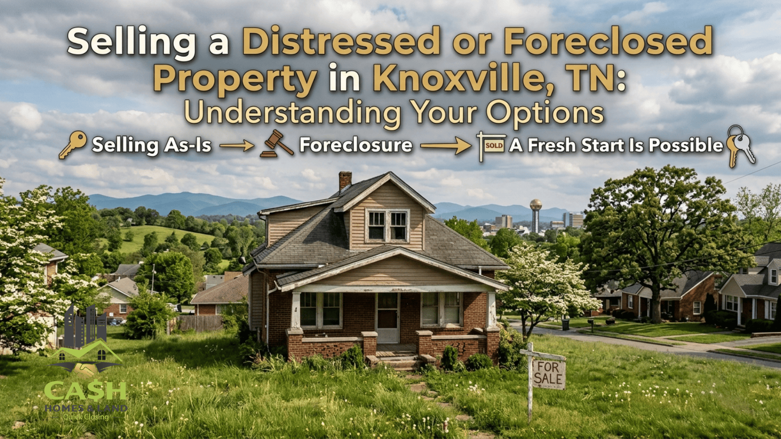 Distressed property in Knoxville TN showing a home that needs repairs and selling options for homeowners