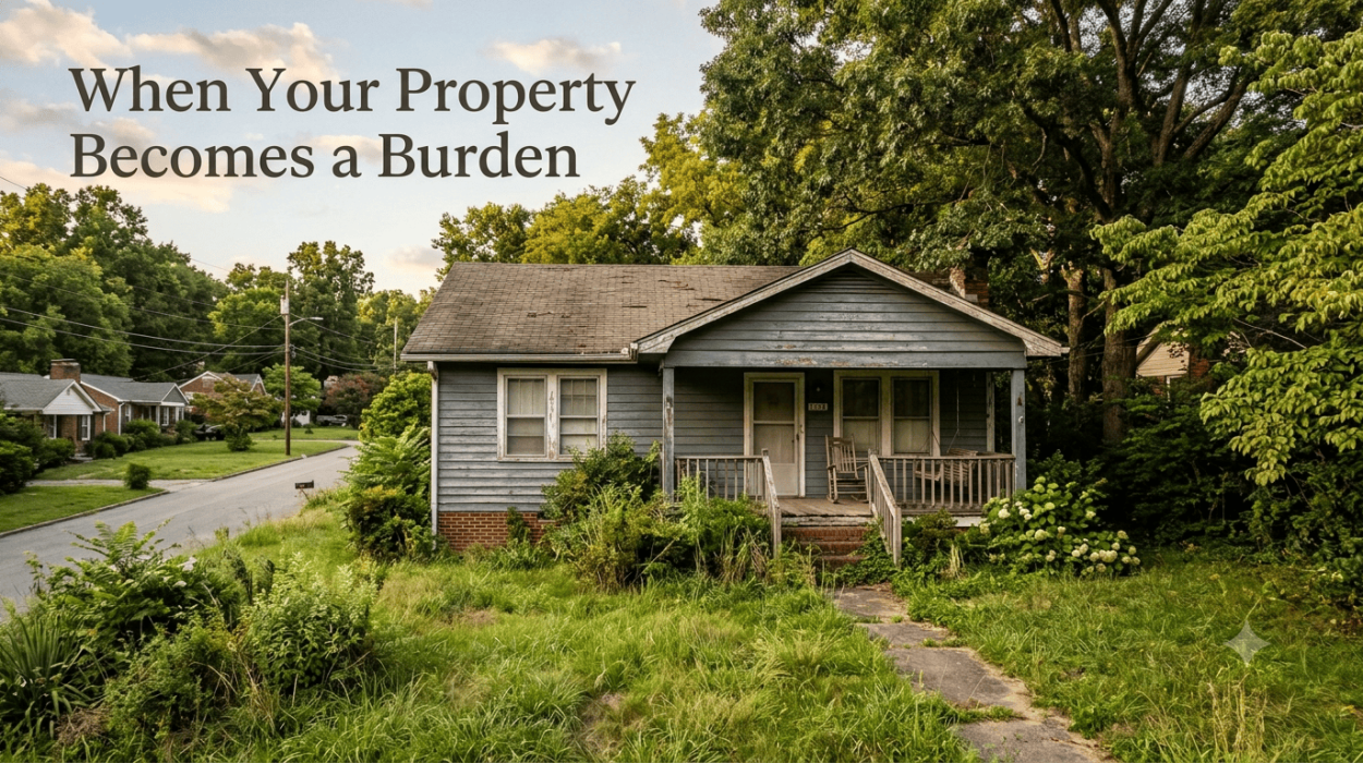Distressed and overgrown home in Knoxville, Tennessee